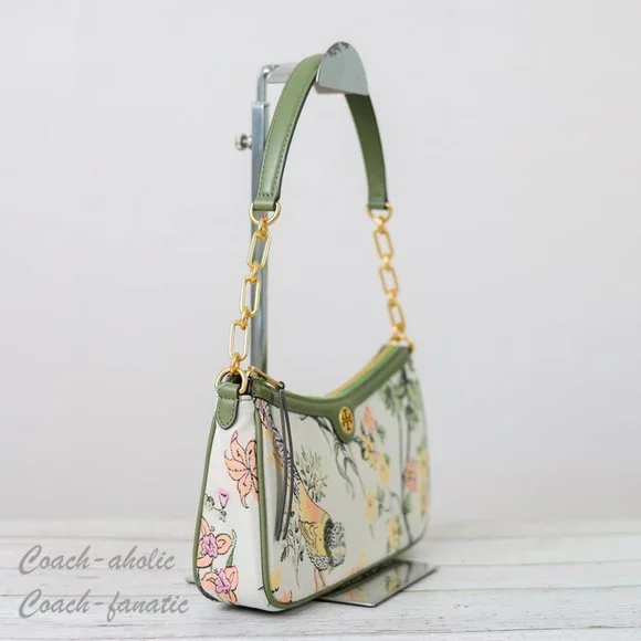 NWT Tory Burch 86558 T Monogram Brocade Shoulder Bag Crossbody in Winter Sage - Picture 8 of 10